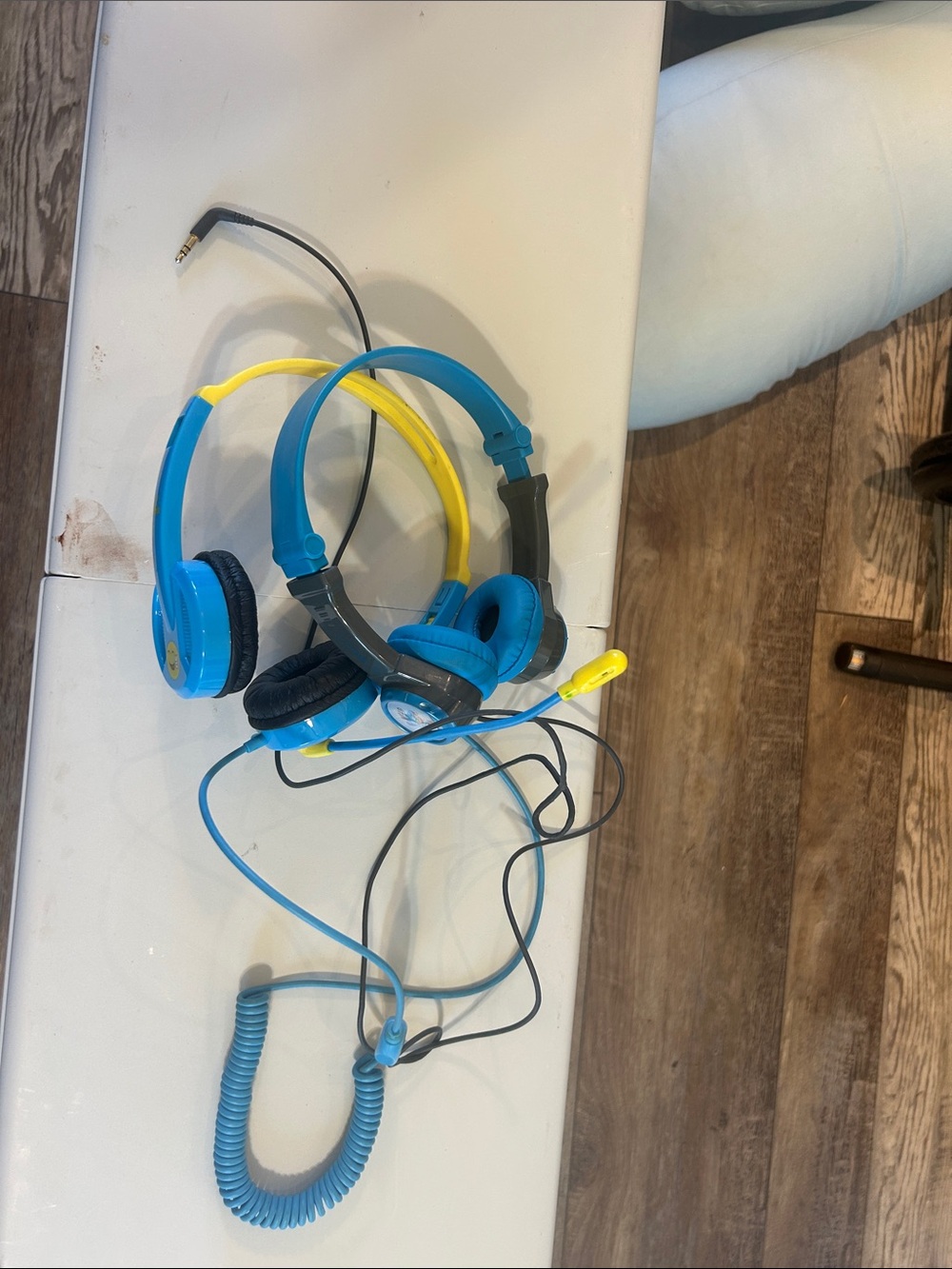 Blue and Yellow On-Ear Headphones with Wired Jack